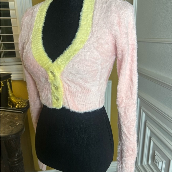 For Love and Lemons 🍋 Pink and Yellow Women's Sweater - Picture 9 of 12